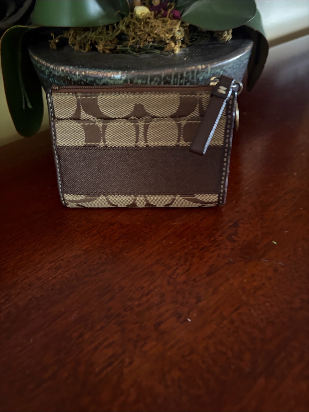 Coach Signature Zip Card Pouch Key Chain - Picture 2 of 5